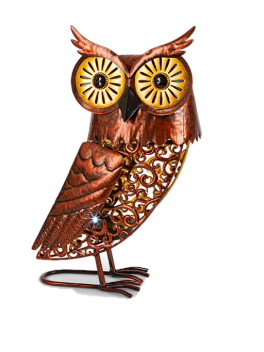 LED solar Metal Owl Light in Antique Copper